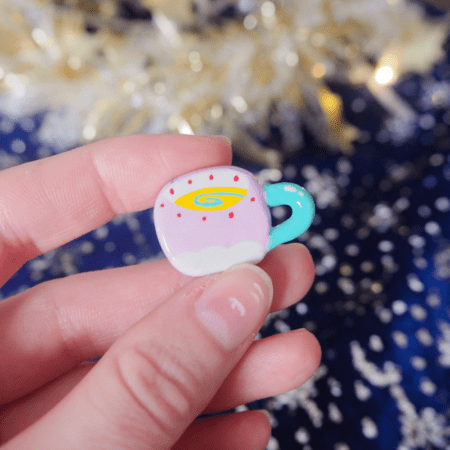 Pink teacup- Handmade pin