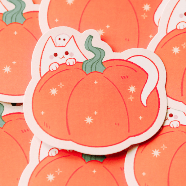 Pumpkin ghost sticker