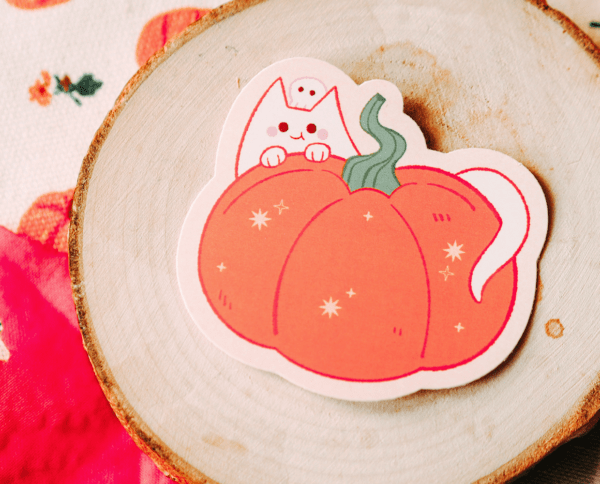 Pumpkin ghost sticker - Image 3